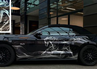 Mustang silber Digitaldruck Carstyling