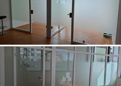 Glasdekor BAUGFI 24 Büroräume innen mit Milchglas