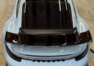 Porsche GT3 hellblau Vollfolierung Ansicht von oben