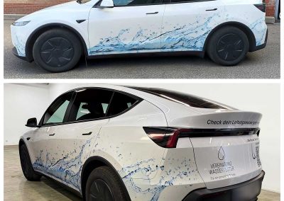 Fahrzeugbeschriftung Tesla Vereinigung Wassertester